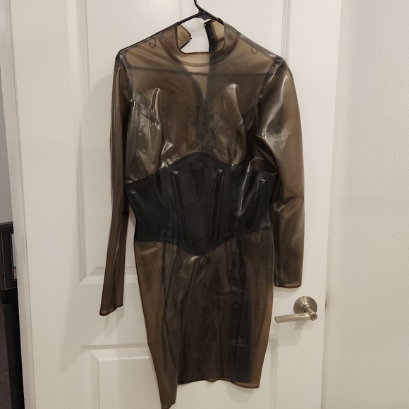 Libidex Princess corset dress in smoky black latex and black with grey - Picture 2 of 3